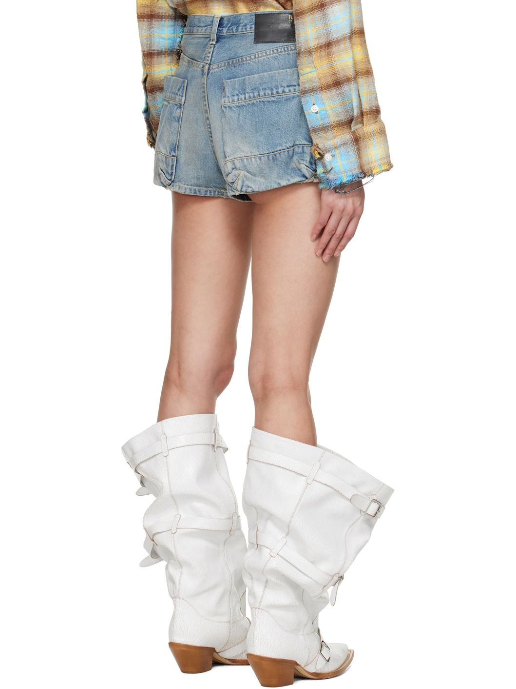 Blue Loose D'Arcy Multi Pocket Denim Shorts - 3