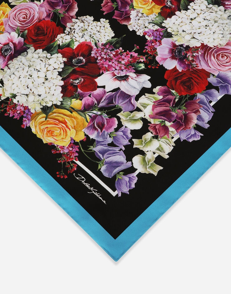 Floral-print twill scarf (50 x 50) - 3