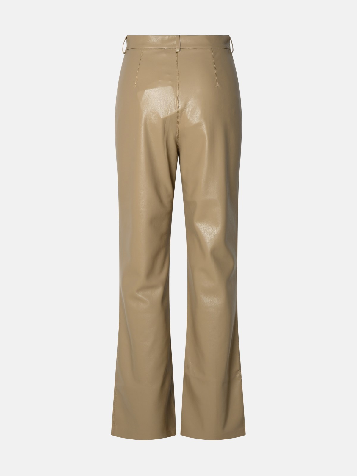 'LEENA' POLYURETHANE TAUPE PANTS - 3