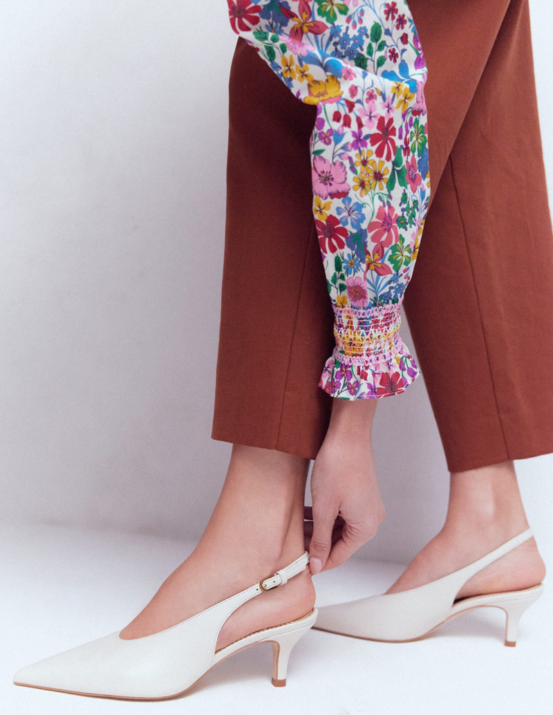 High Cut Slingback Court-Ecru 3