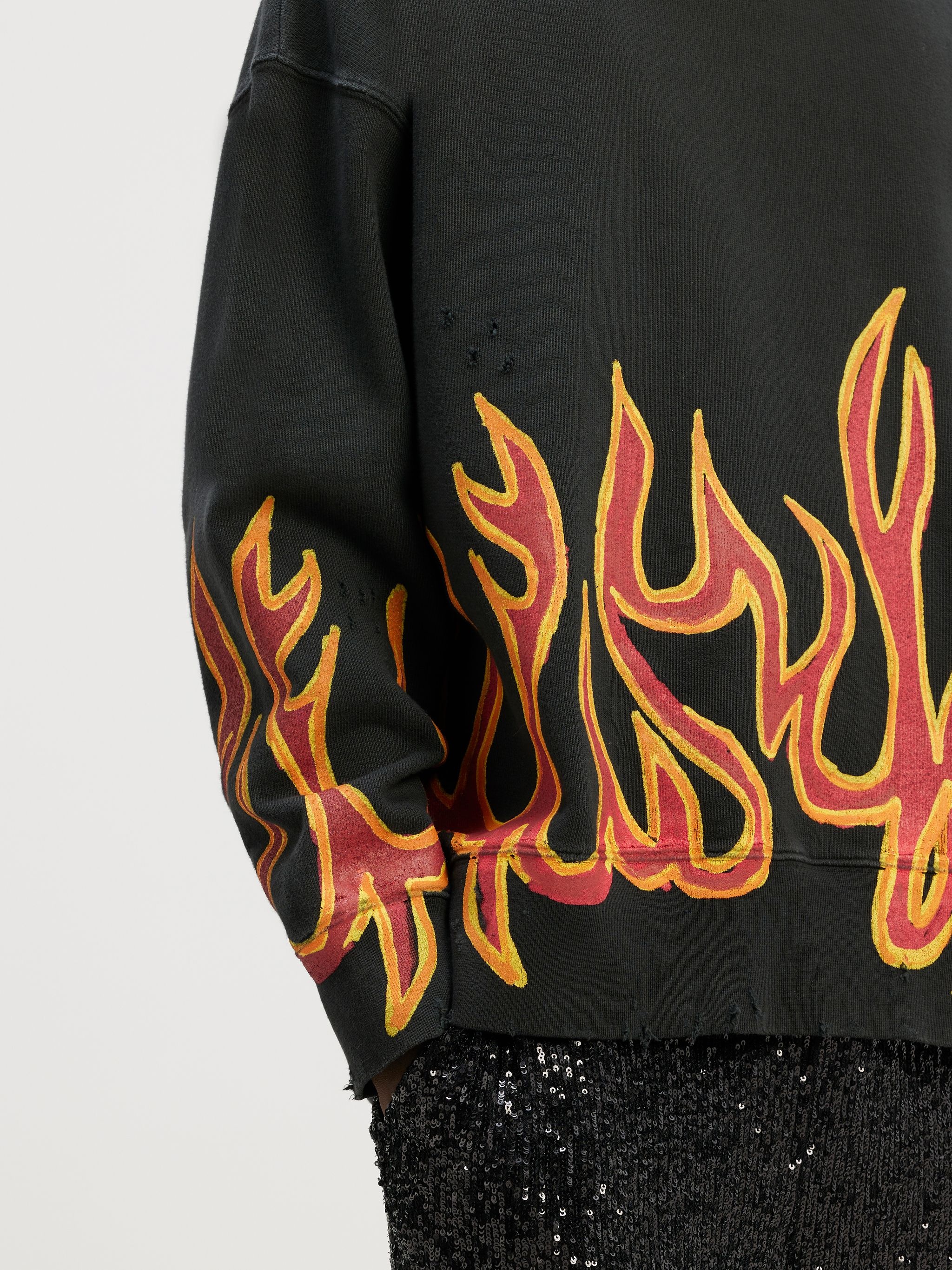 Palm Angels GARMENT DYE GRAFFITI FLAMES SWEATSHIRT | REVERSIBLE