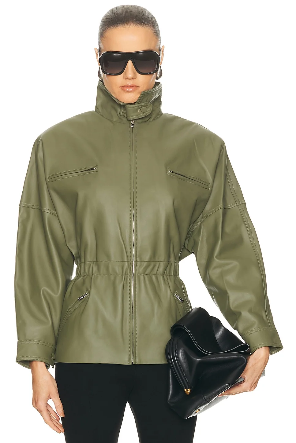 Leather Cinched Mid Jacket - 1