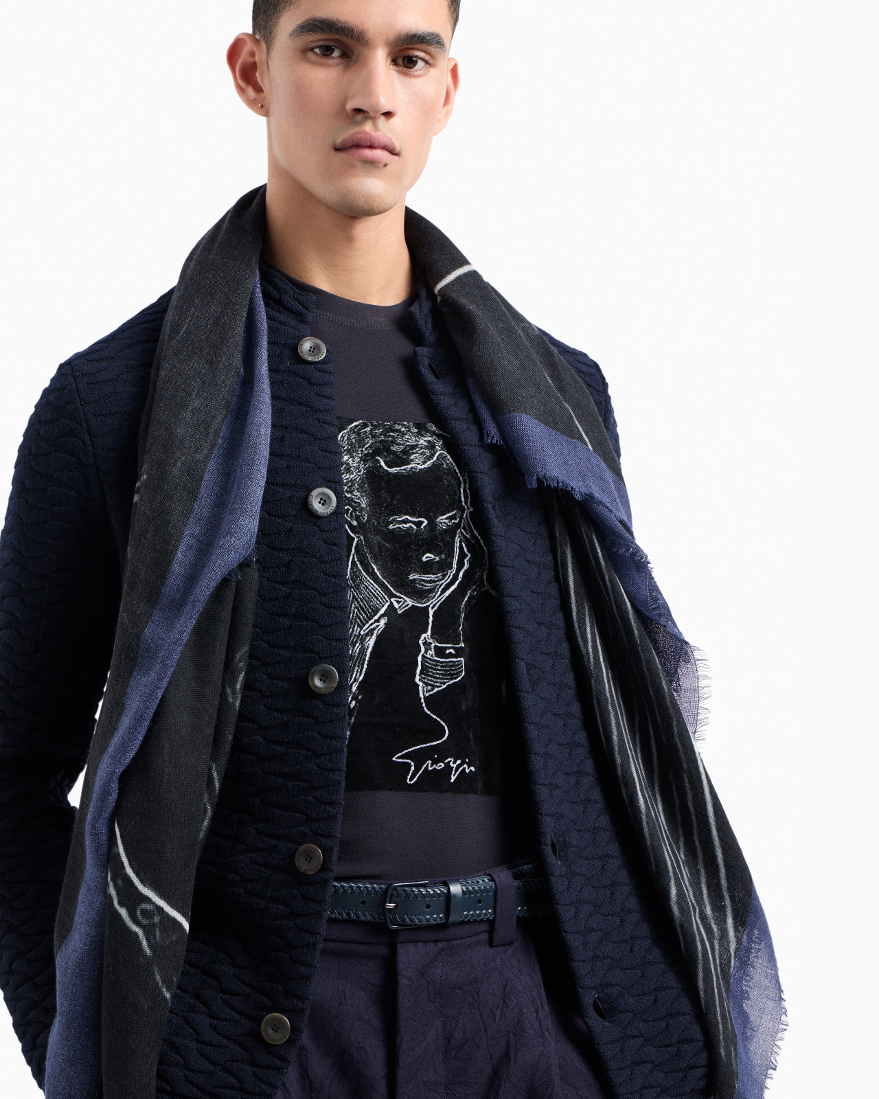 Single-breasted, knit virgin-wool jacket - 6