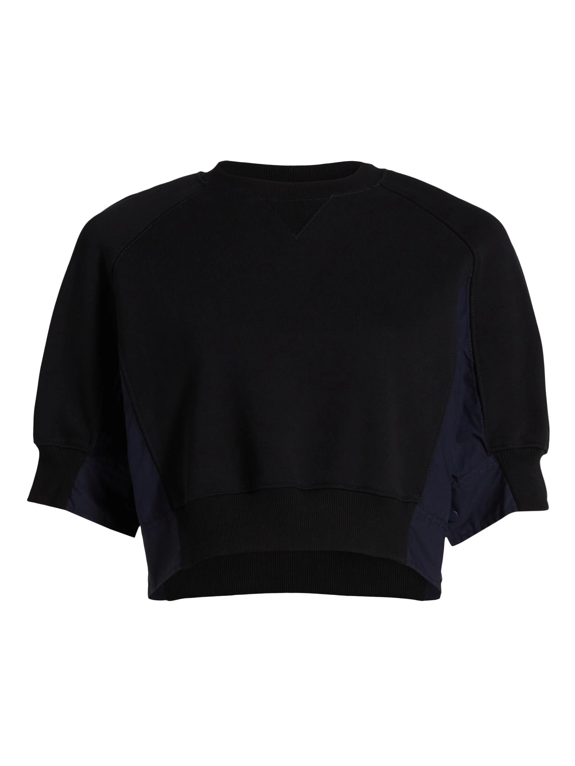 Women's Puff Sleeve Cropped Combo Sweatshirt - Midnight - 1