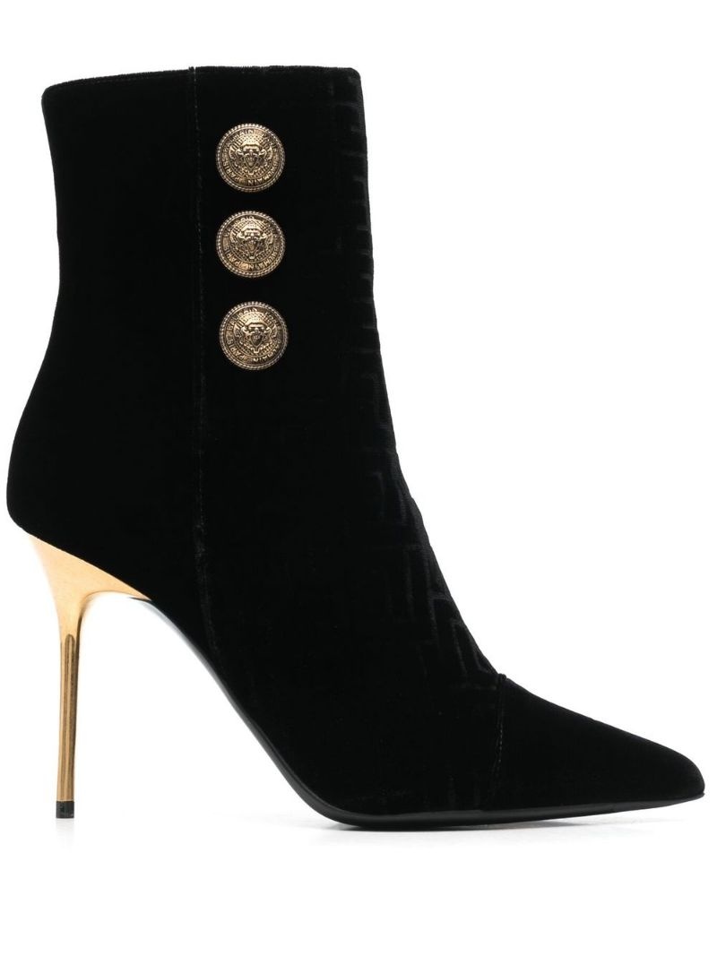 button-detail high-heel boots - 1