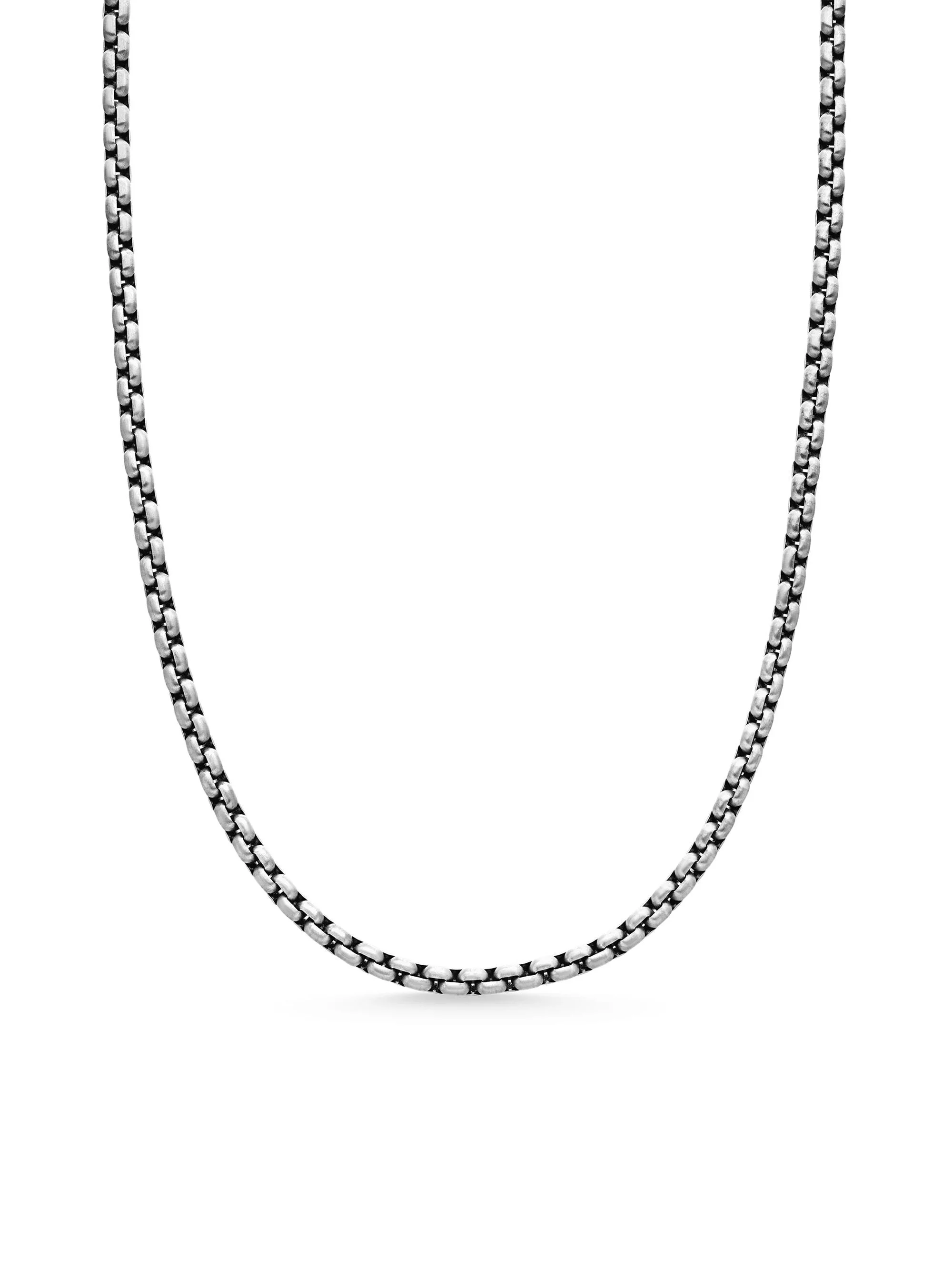 Men's Box Chain Necklace with Grey Titanium - Sterling Silver - 1