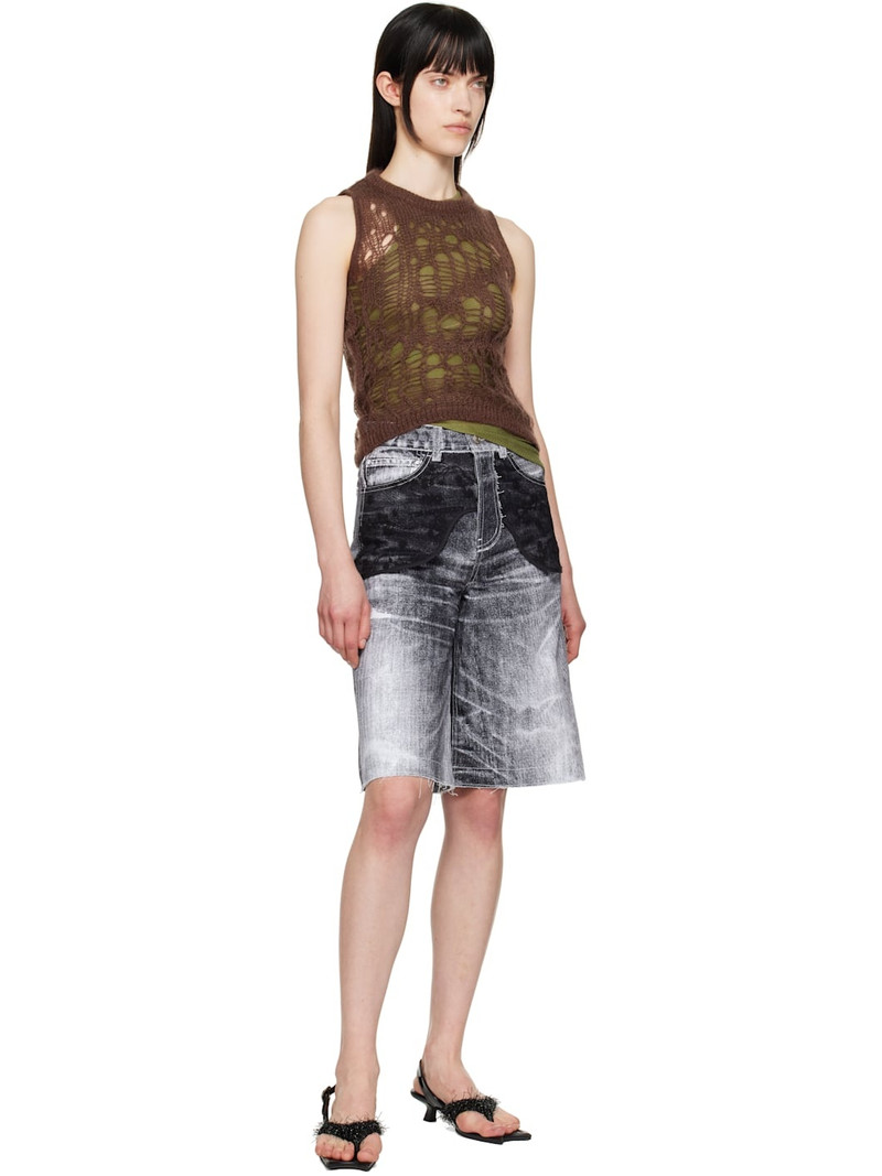 Andersson Bell Black Lace Paneled Denim Shorts outlook