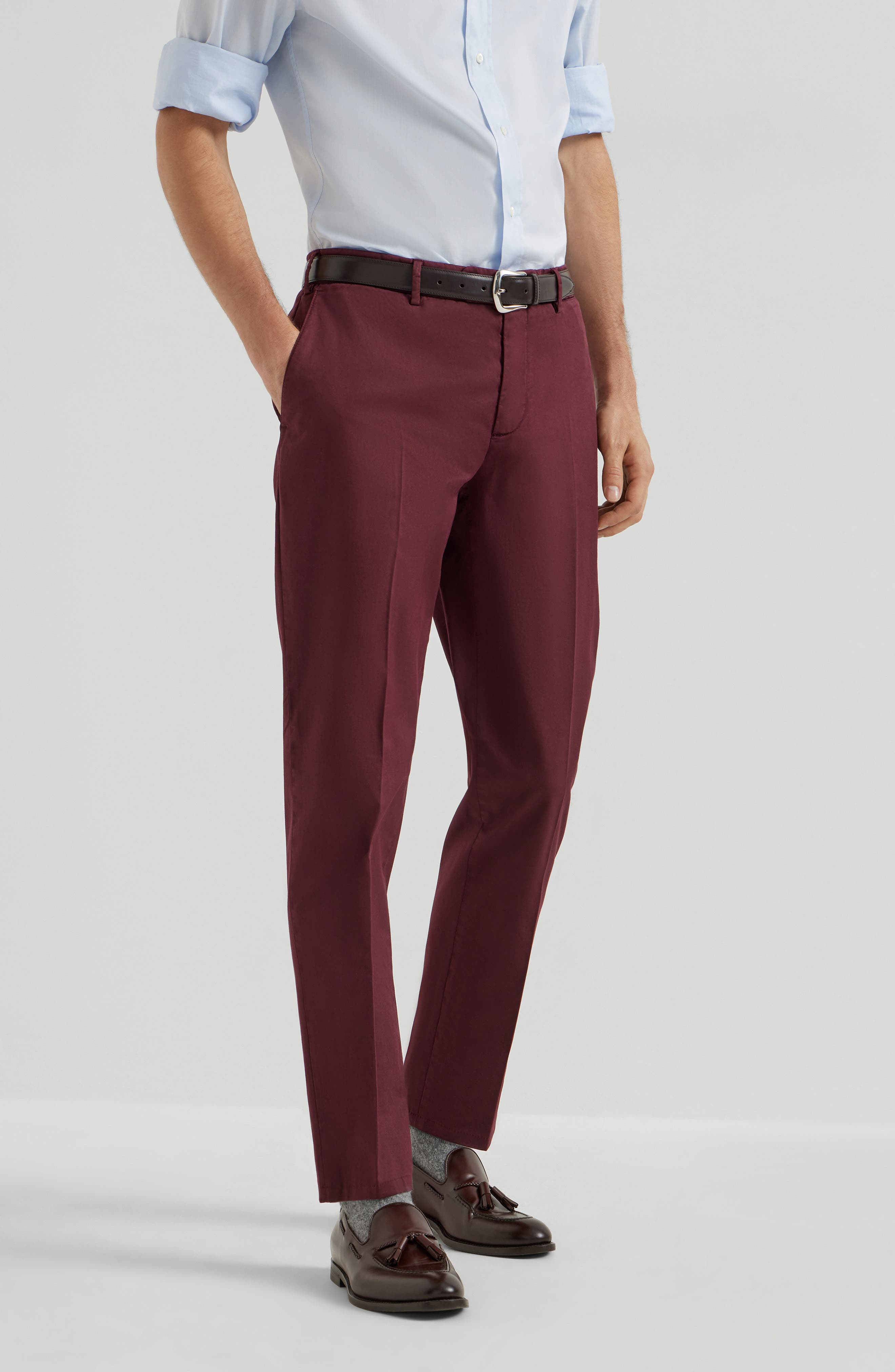 Brunello Cucinelli Gabardine garment dyed trousers in Amaranth at Nordstrom - 2