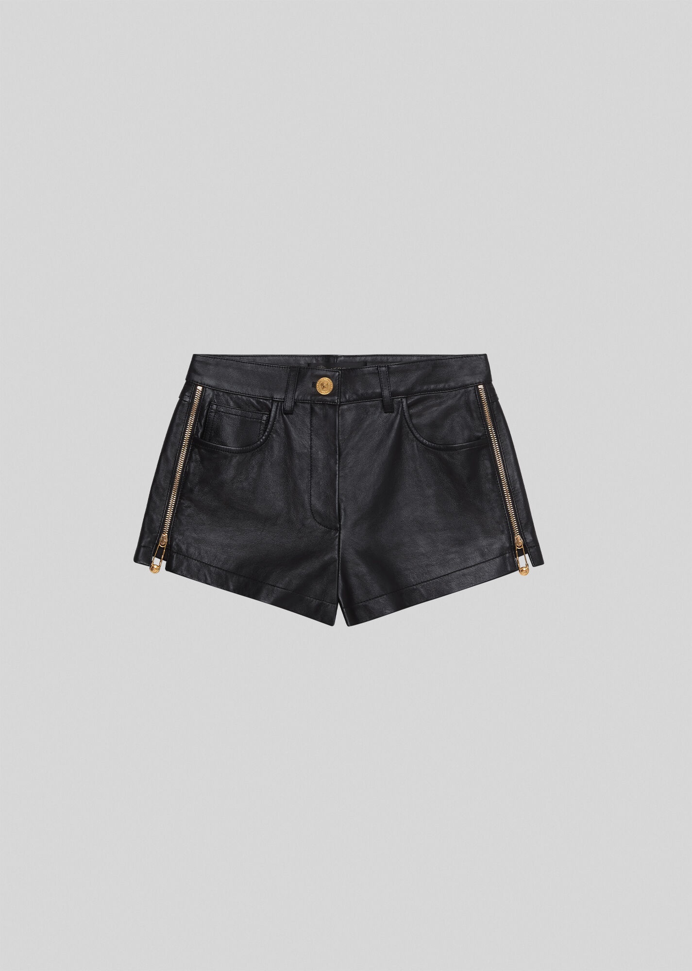 Safety Pin Nappa Leather Shorts - 1