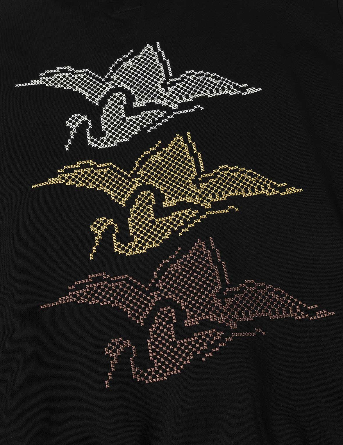 Crane and Seagull Embroidery Relax Fit Sweatshirt - 7