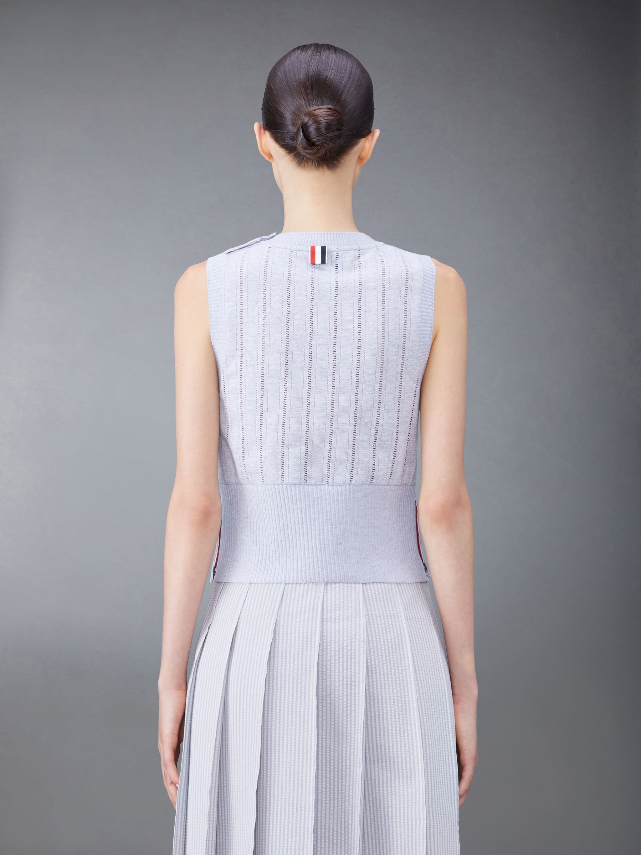button-detail pointelle-knit vest - 2