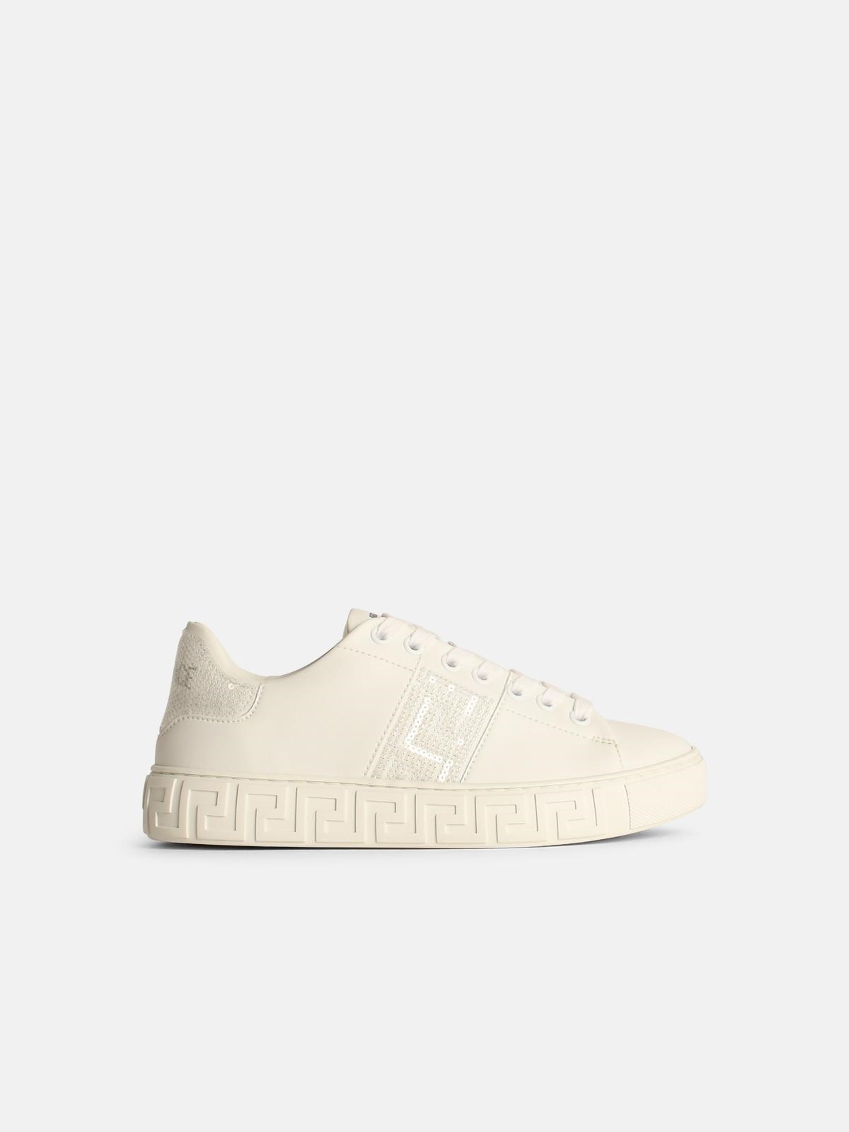 'GRECA' WHITE LEATHER SNEAKERS - 1