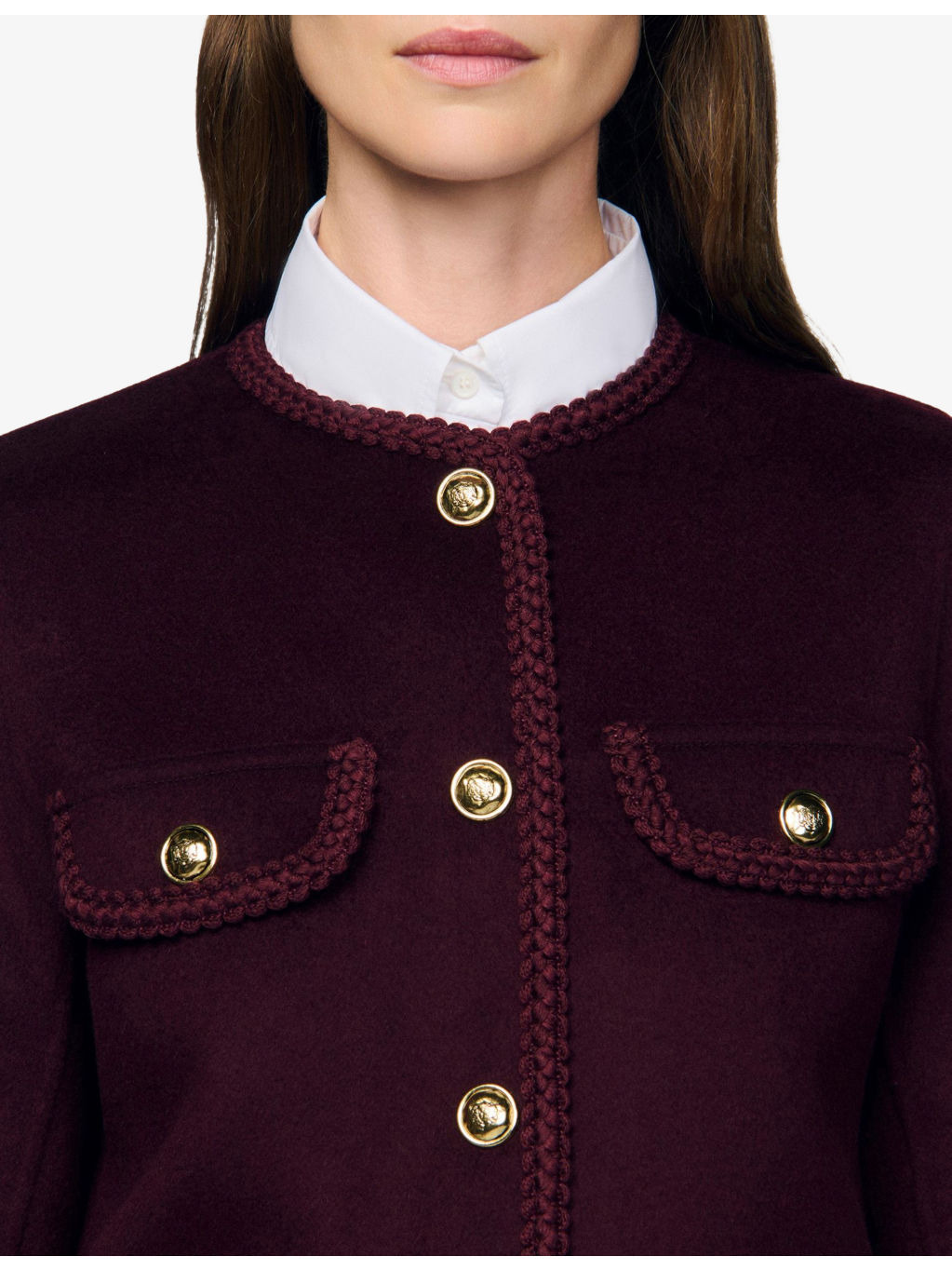 Round-Neck Four-Pocket Wool-Blend Jacket - 6
