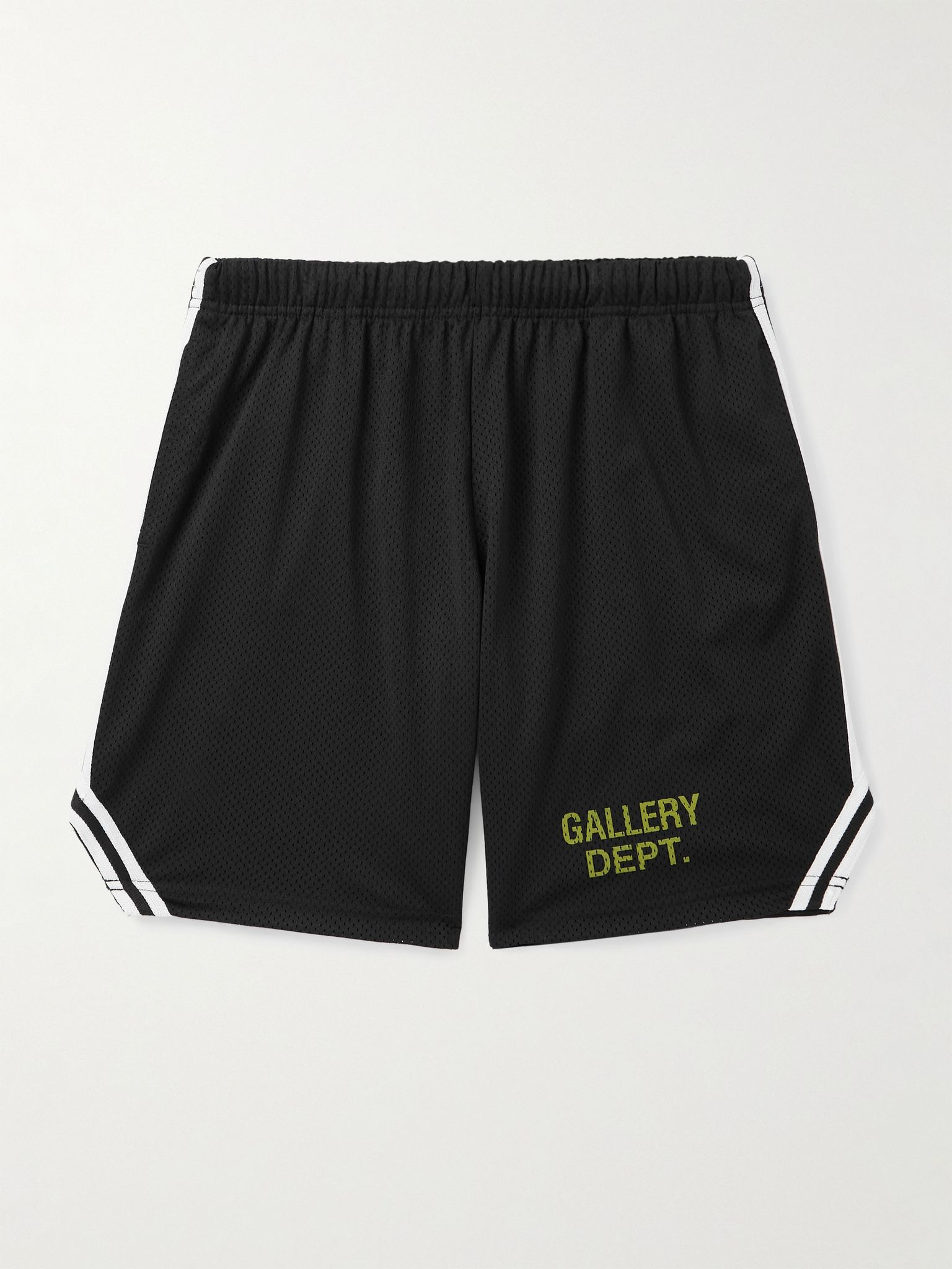 Venice Court Wide-Leg Logo-Print Webbing-Trimmed Mesh Shorts Black - 1