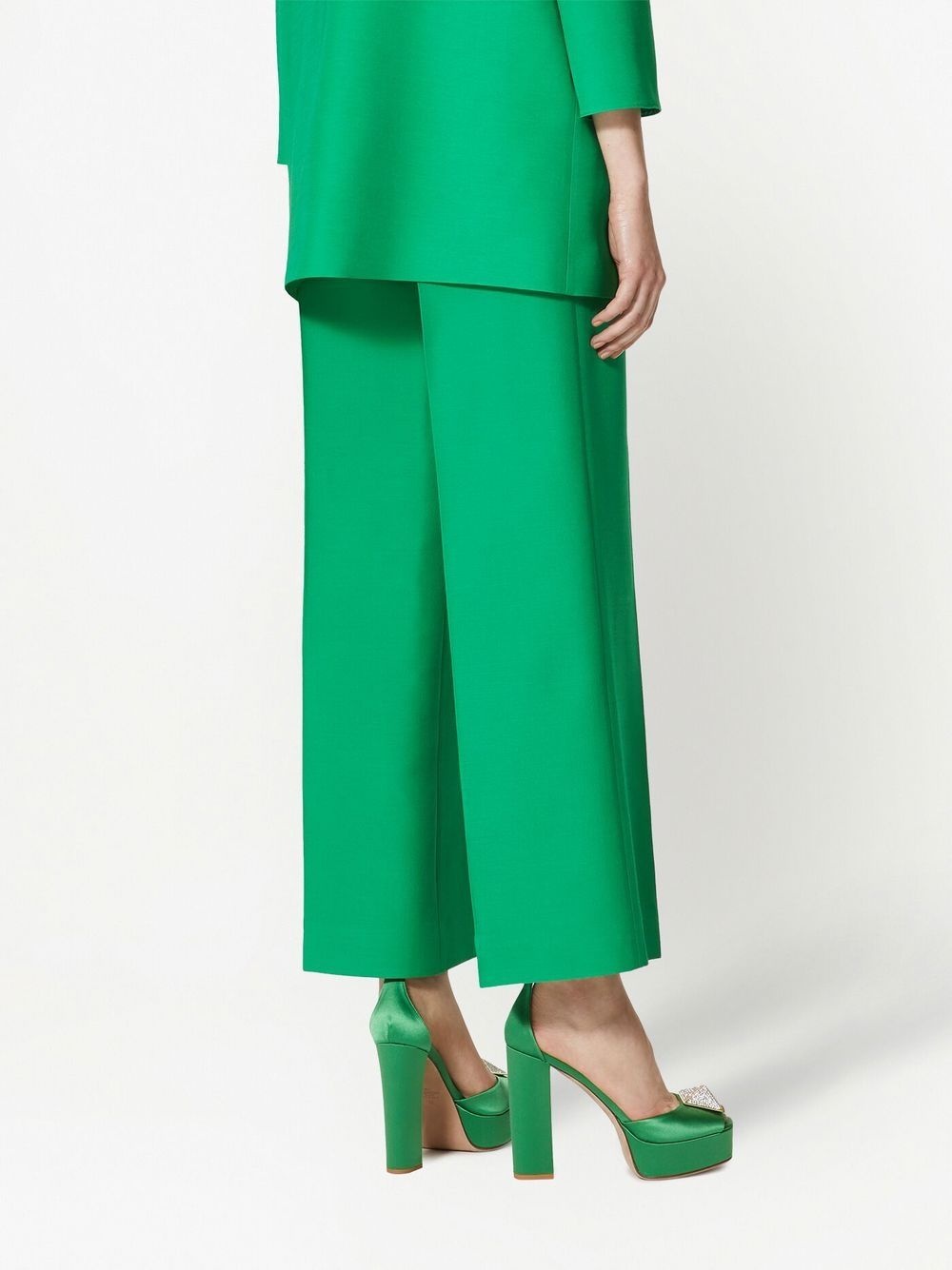wide-leg wool-silk trousers - 4