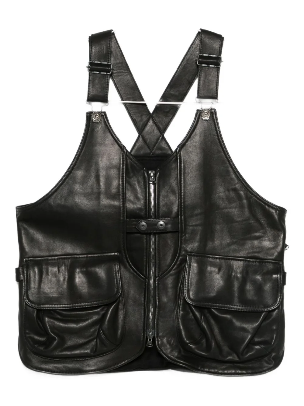 pocketed leather waistcoat - 1