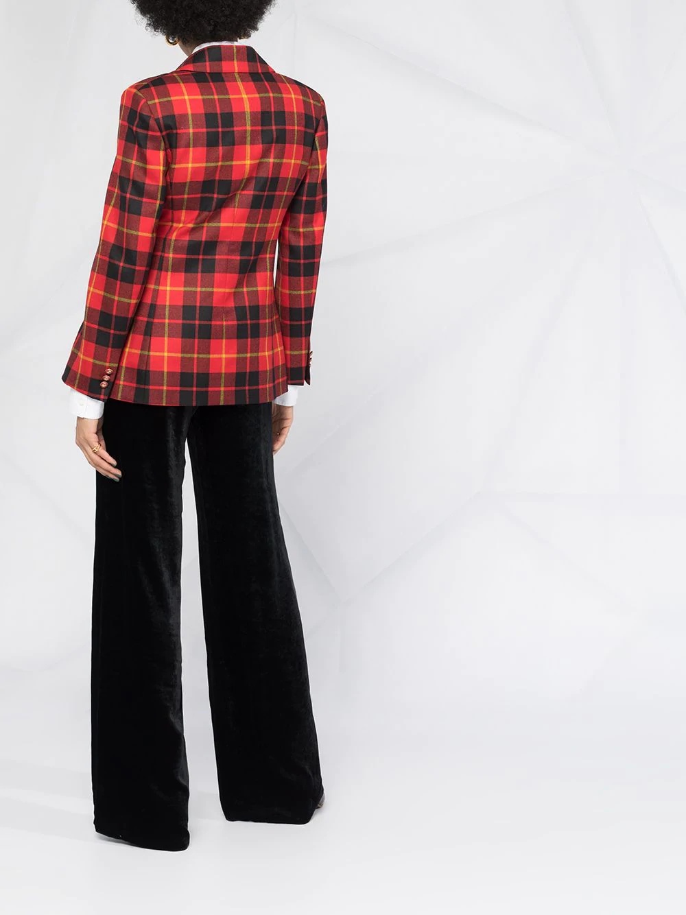 tartan print blazer - 6