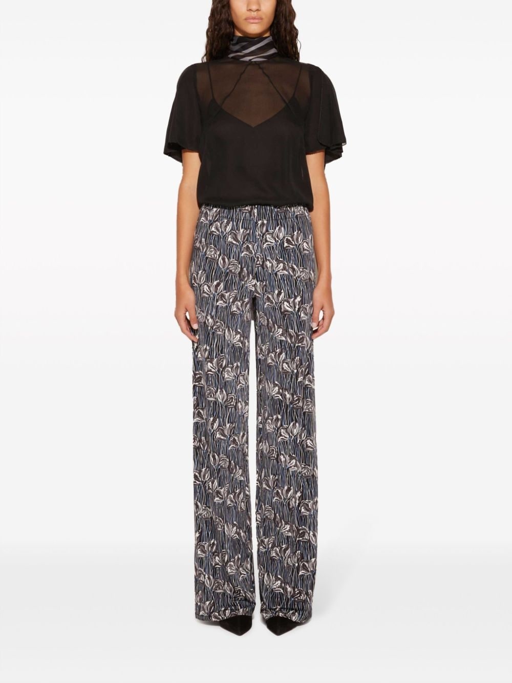 floral print straight-legged trousers - 2