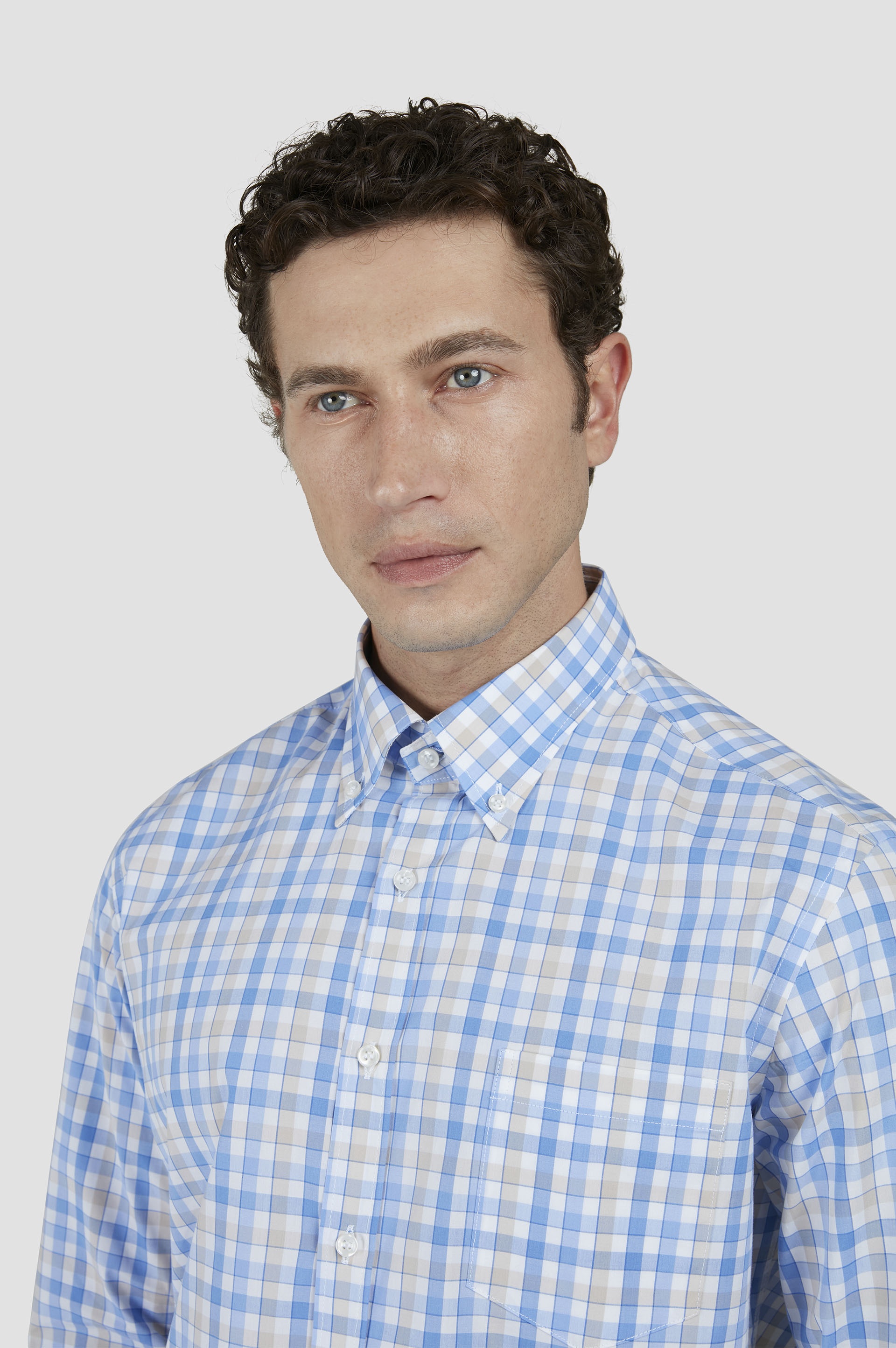SOFT TOUCH COTTON POPLIN SHIRT WITH CHECK PATTERN - 4