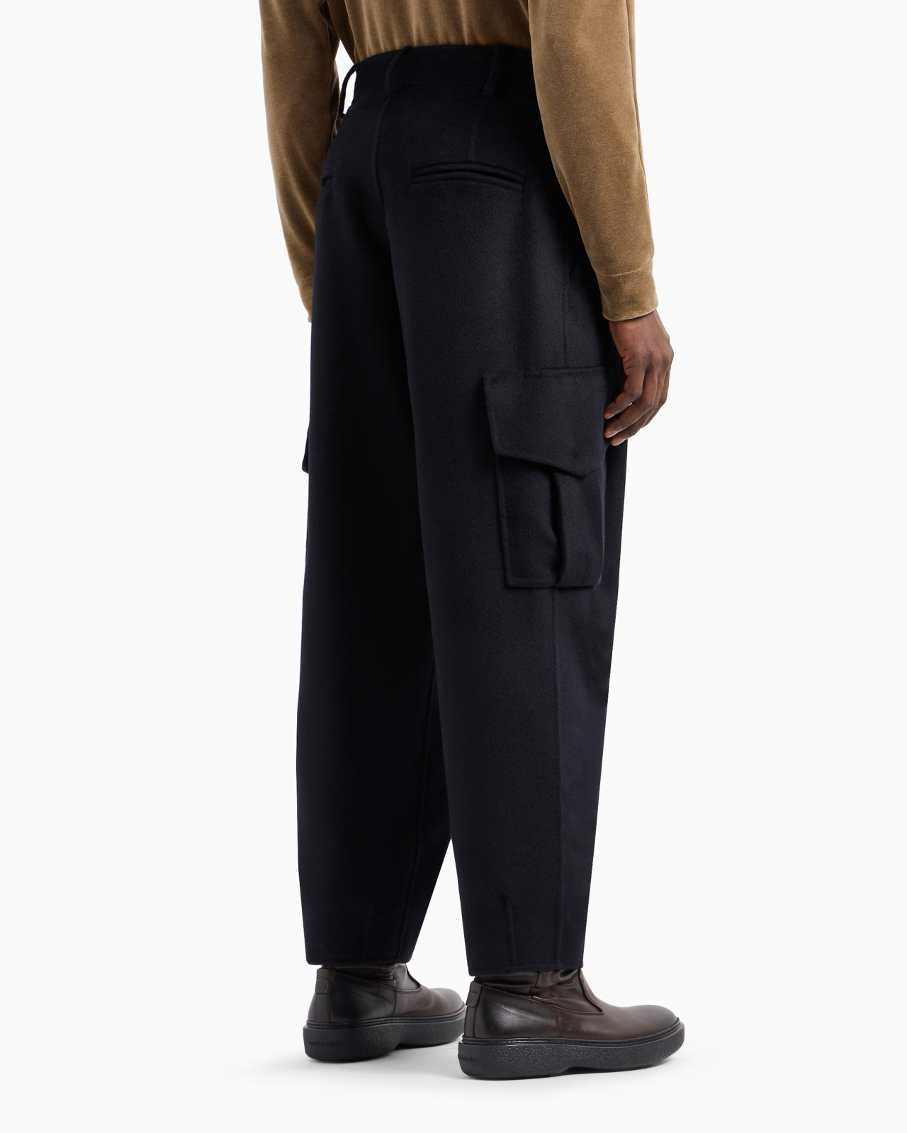 ONE-PLEAT CARGO TROUSERS IN DOUBLE CASHMERE CLOTH - 3