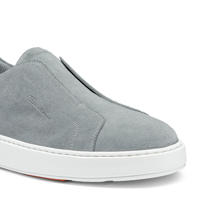 Men's light blue suede slip-on sneaker 5