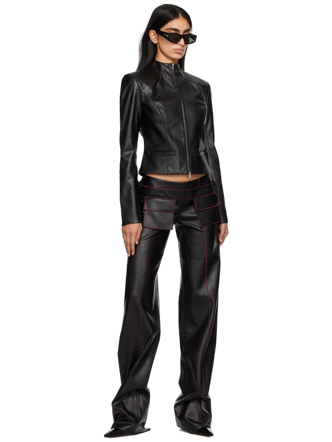 Black Etica Faux-Leather Trousers - 4