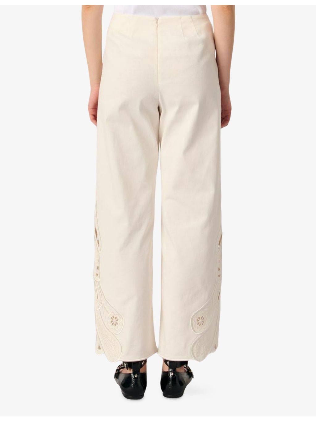Scalloped-Trim Mid-Rise Embroidered Stretch-Cotton Trousers - 4