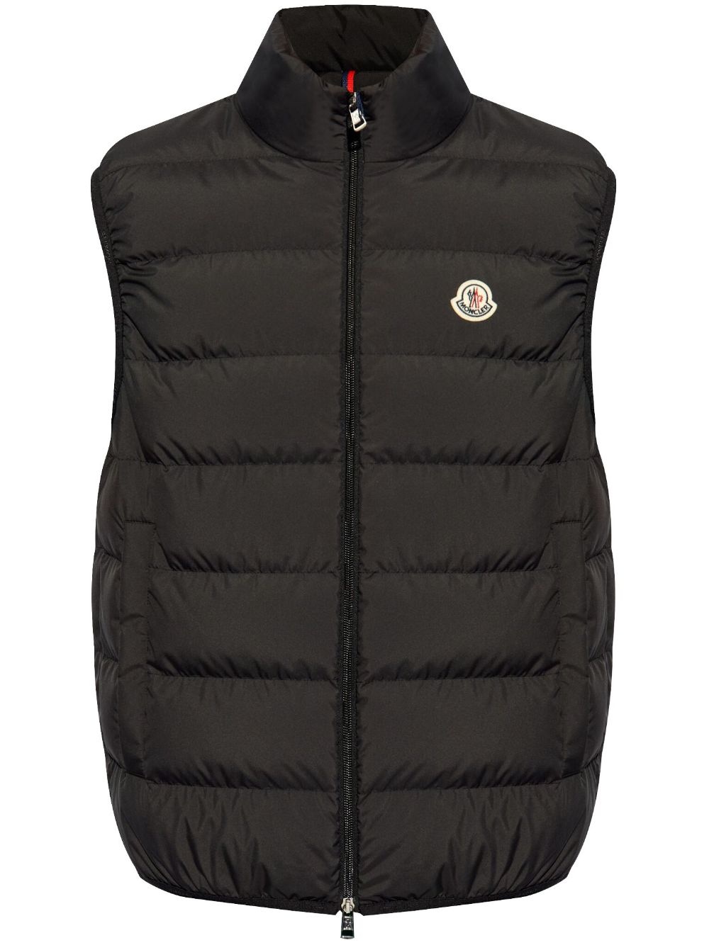mock neck logo patch down gilet - 1