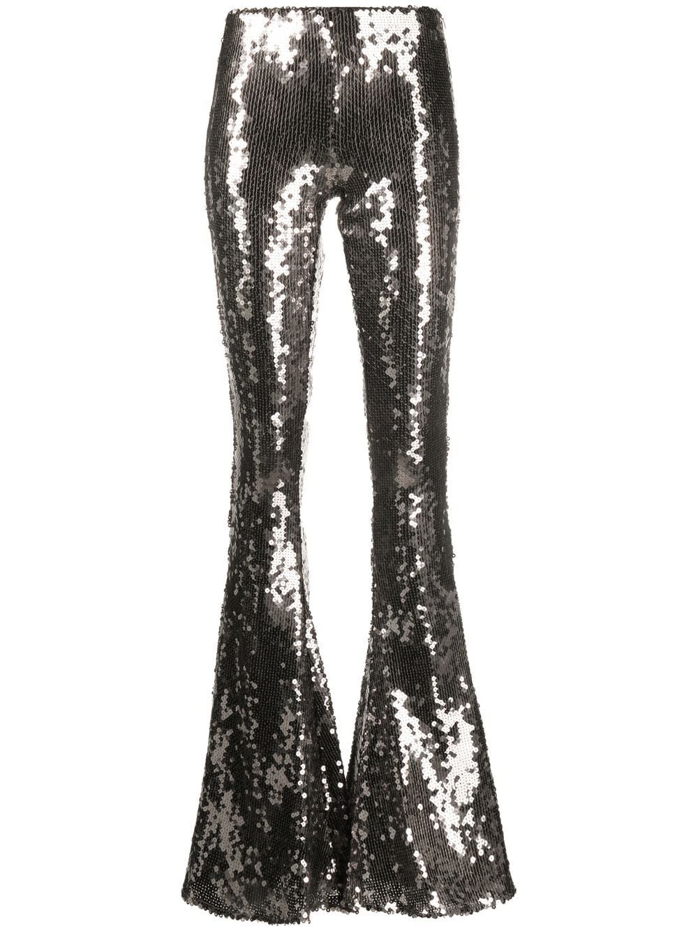 sequin-embellished flared trousers - 1