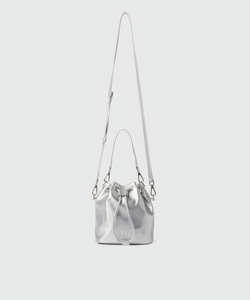 Laminated crackle faux-leather bucket bag 1