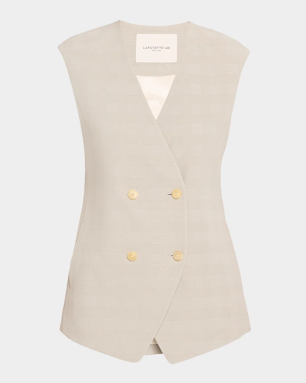 Double-Breasted Plaid Vest - 1