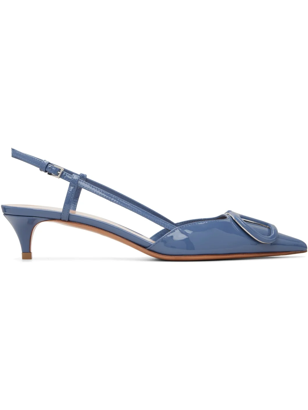 Blue VLogo Signature Patent Slingback Heels - 1