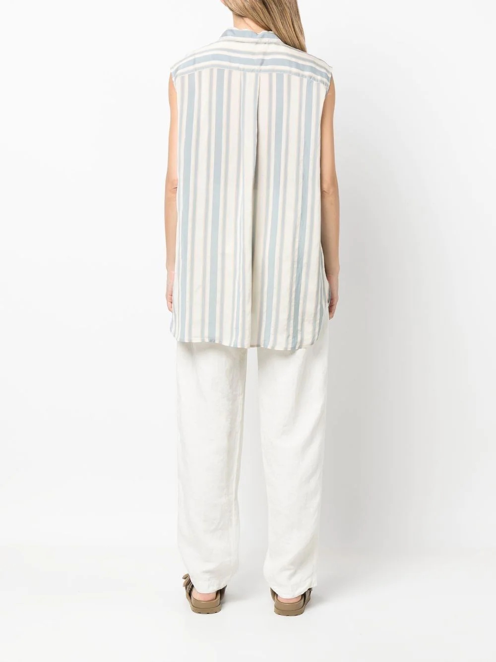 stripe-print sleeveless blouse - 4