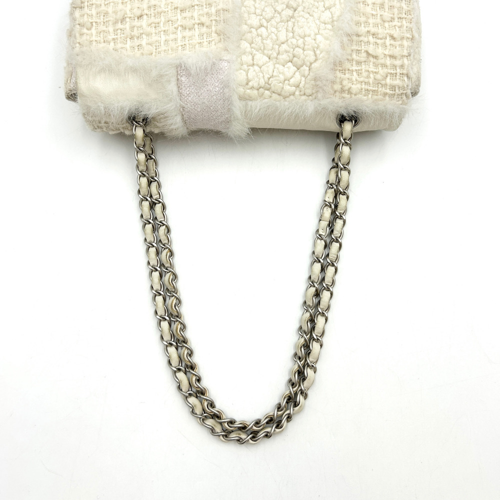 Chanel No. 14 Ivory Patchwork Tweed Flap Bag Medium - 11