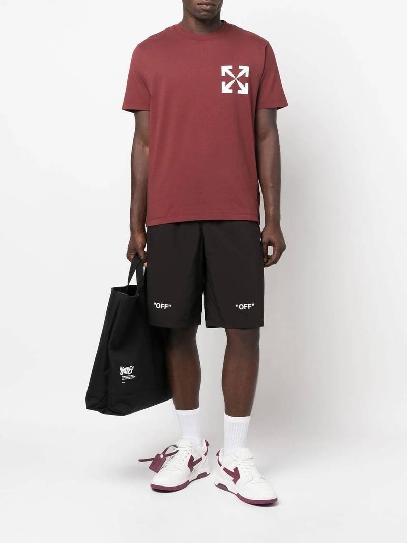Off-White logo-print cotton shorts outlook