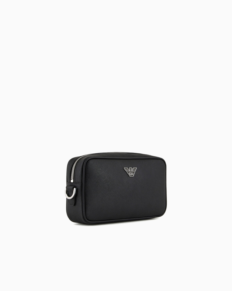 EMPORIO ARMANI ASV regenerated Saffiano leather washbag with eagle plate outlook
