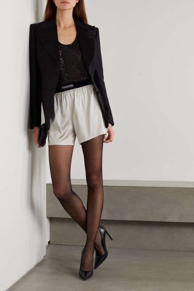 TOM FORD Velvet-trimmed silk-blend satin shorts outlook