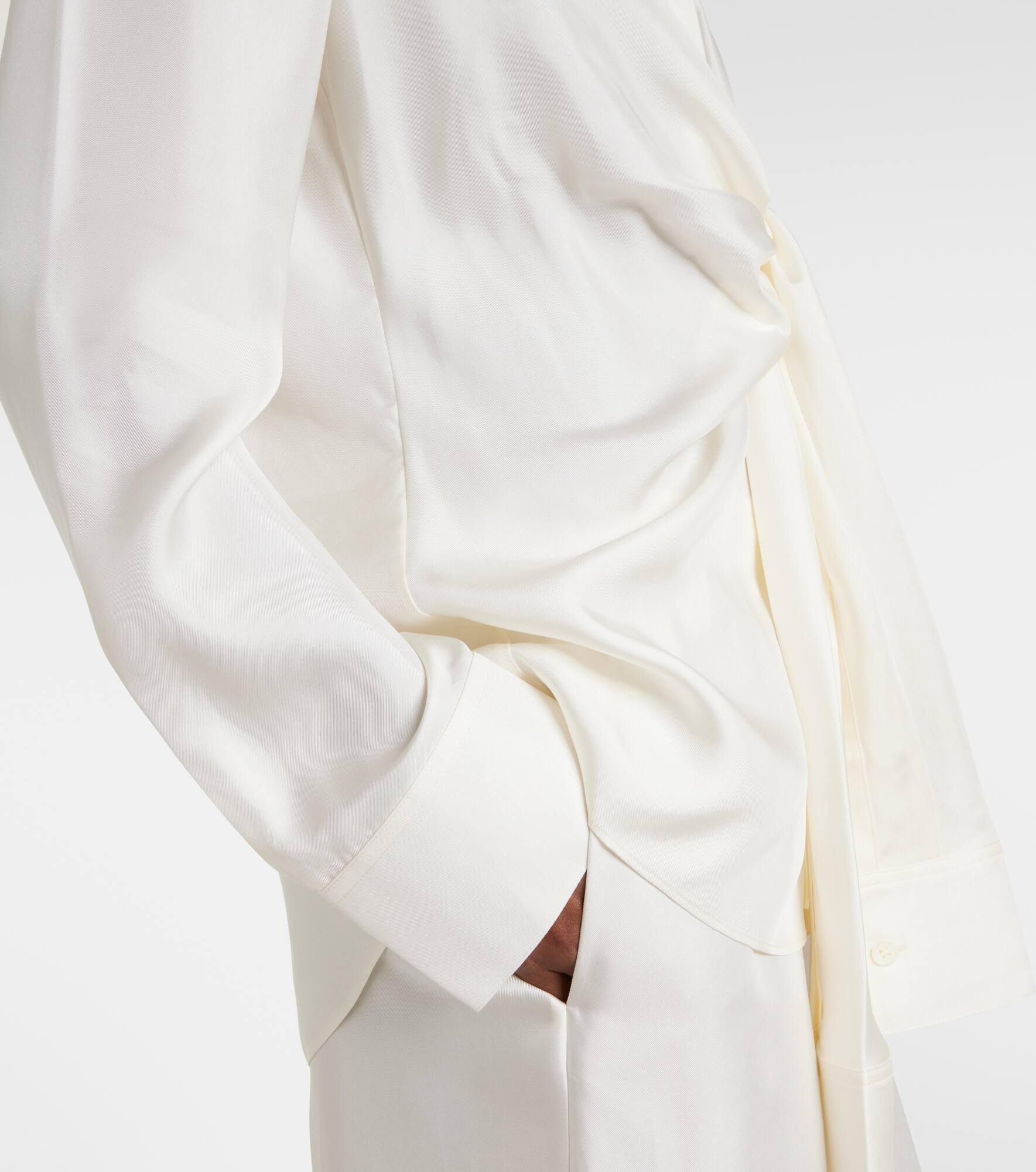 Draped silk satin shirt - 5