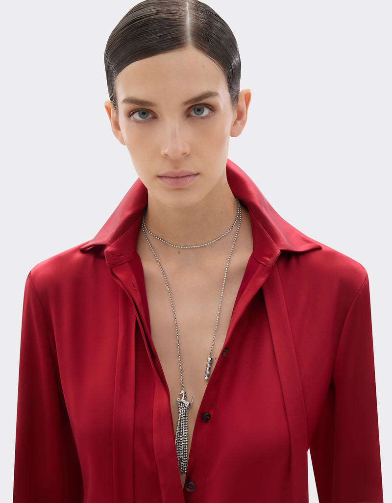 Ferrari Rhinestone necklace with Prancing Horse and mini piston outlook