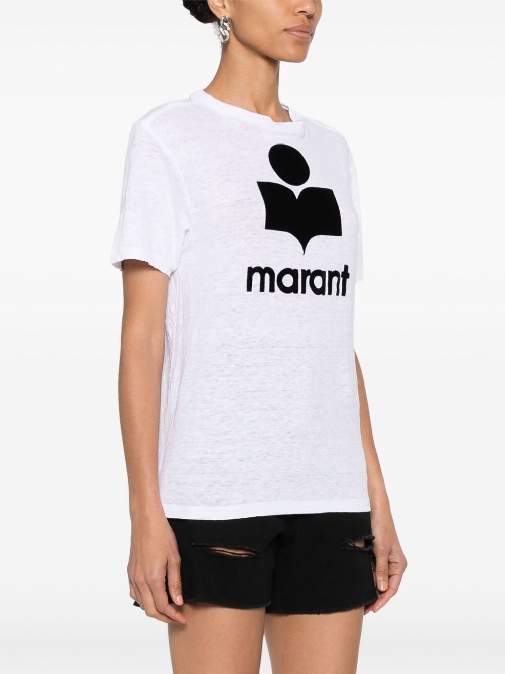 Zewel Flocked Linen T-Shirt - 2