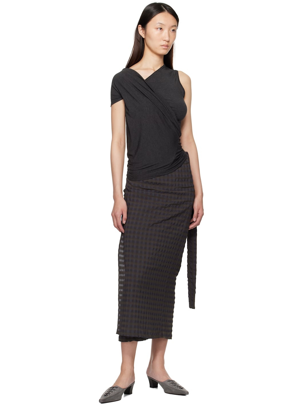 Brown & Blue Staino Midi Skirt - 4