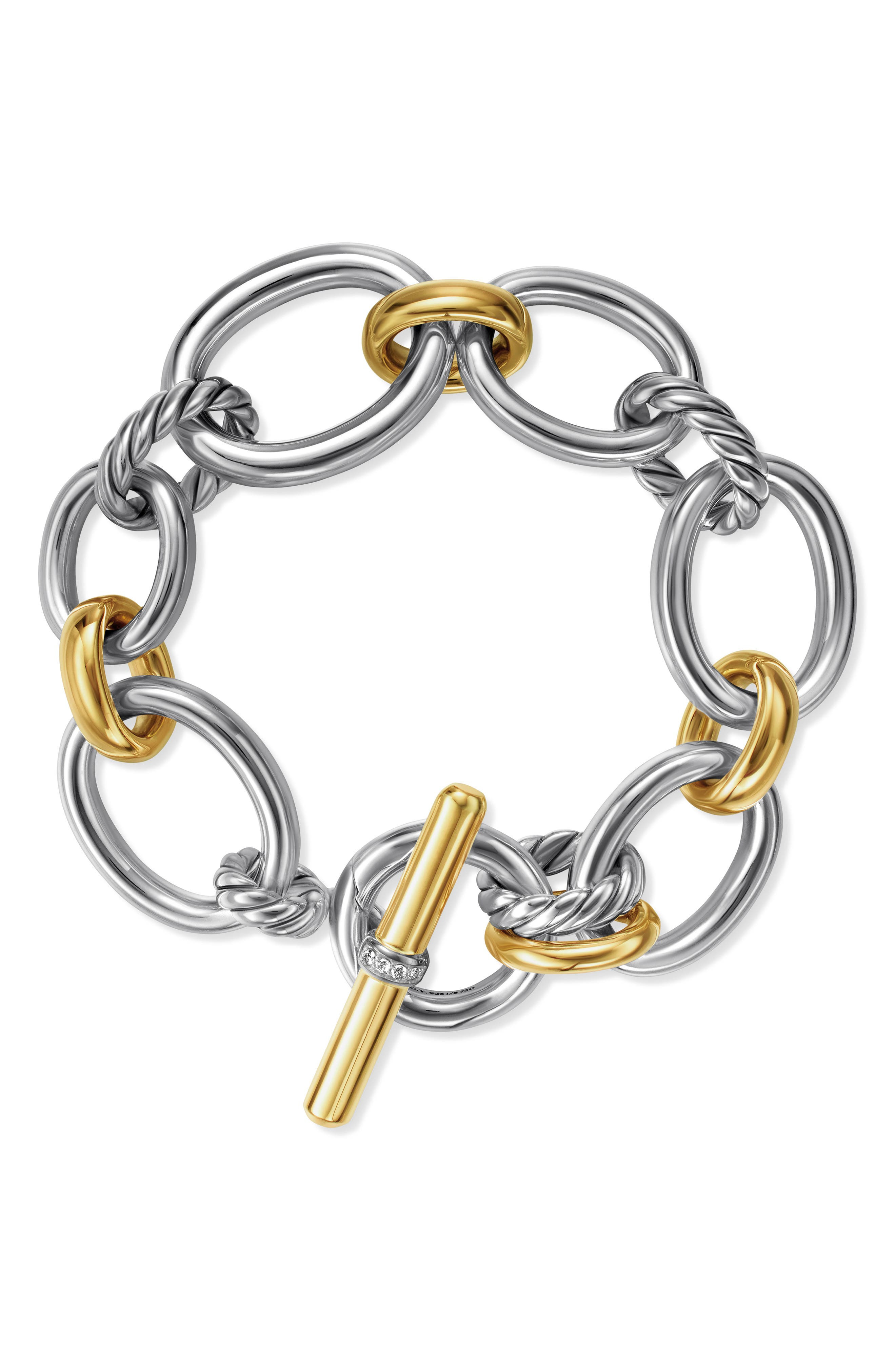 David Yurman Mercer­™ 18K Gold & Sterling Silver Chain Bracelet with Pavé Diamonds in Sterling Silve - 5