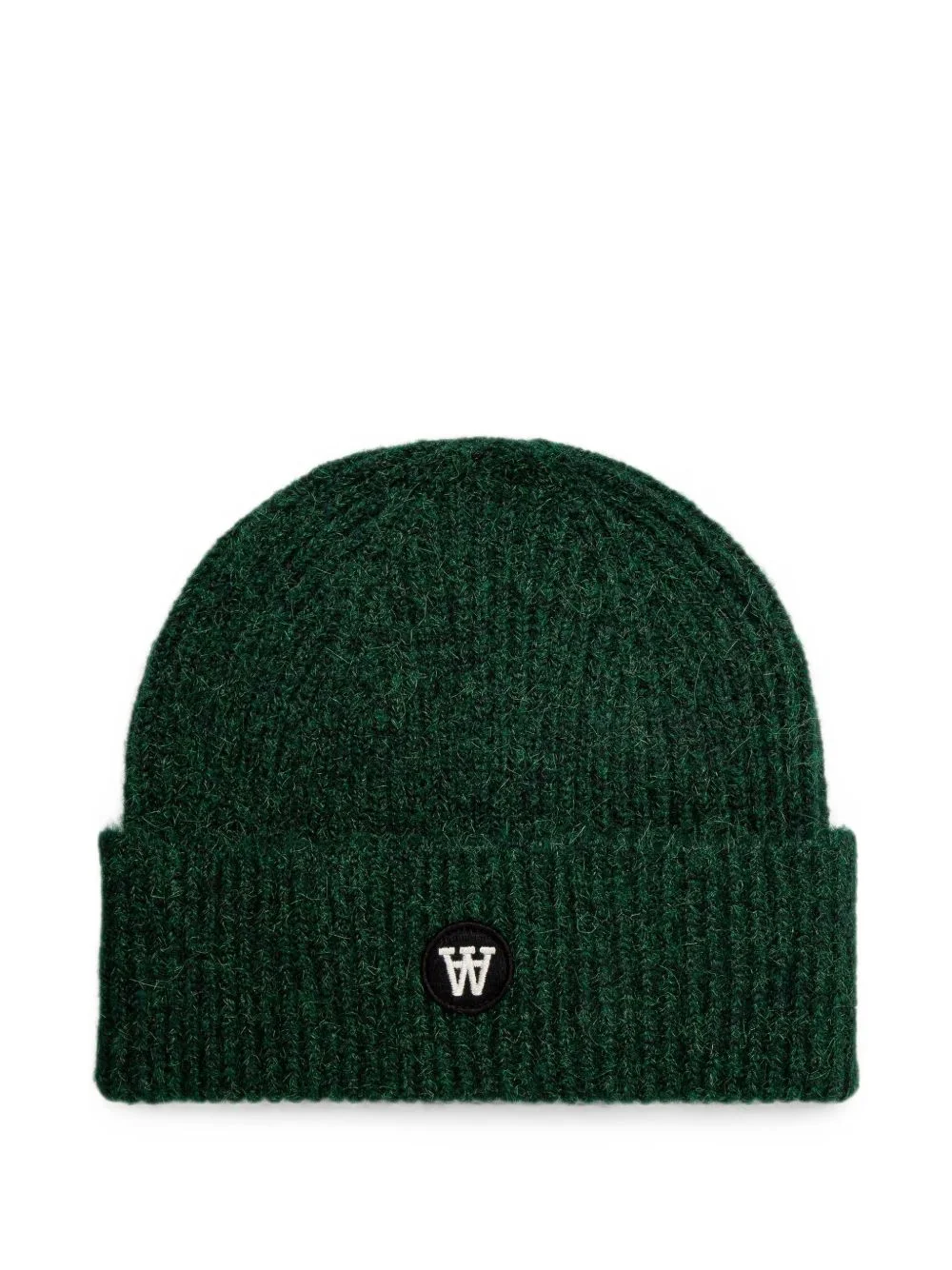 logo-patch ribbed beanie hat - 1