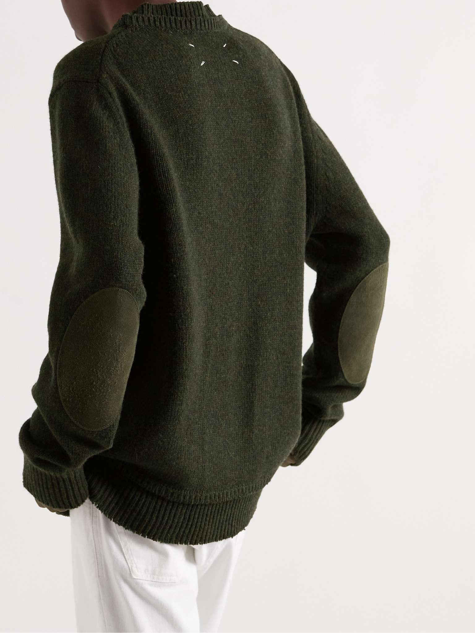 Suede-Trimmed Wool Sweater - 4