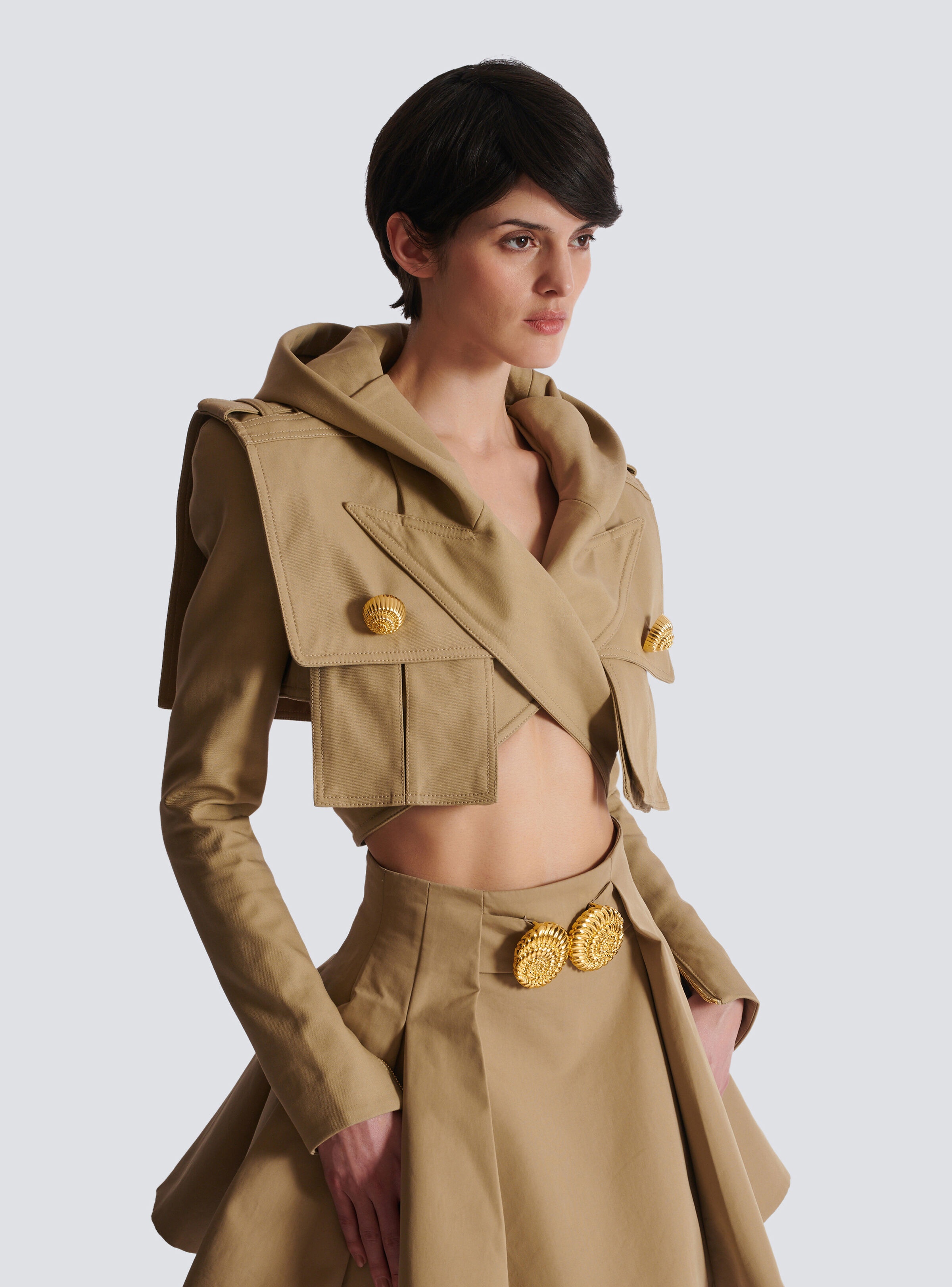 Cotton cropped hooded jacket - 6
