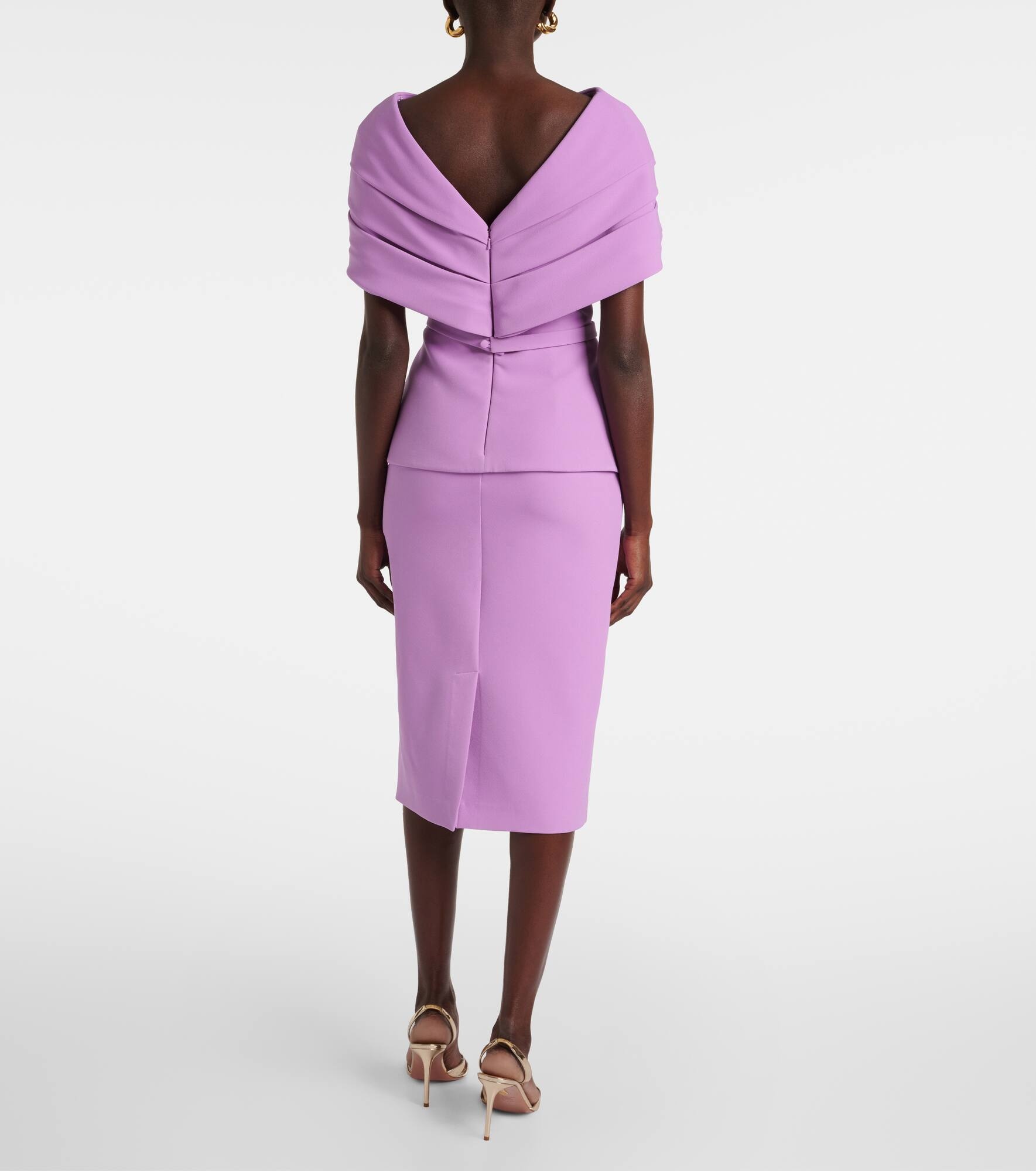 Loura draped peplum crêpe midi dress - 3
