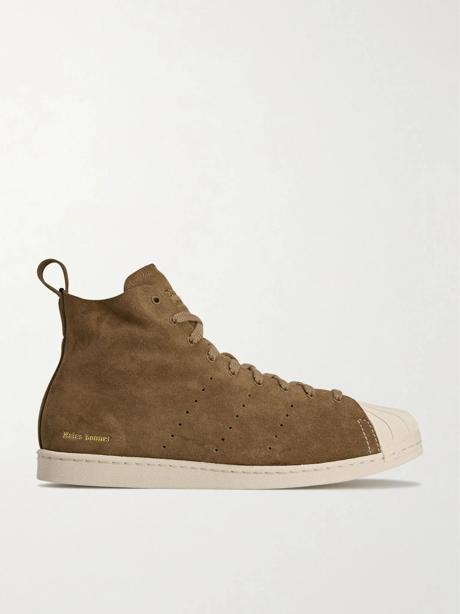 + Wales Bonner Superstar Hi perforated suede sneakers Camel - 1
