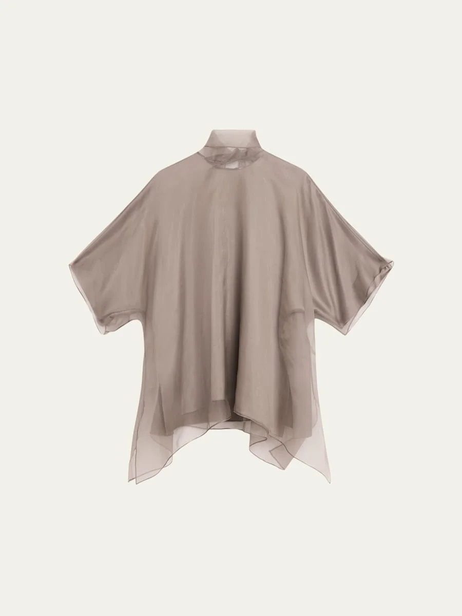 Cali Scarf-Neck Silk Organza Blouse - 1