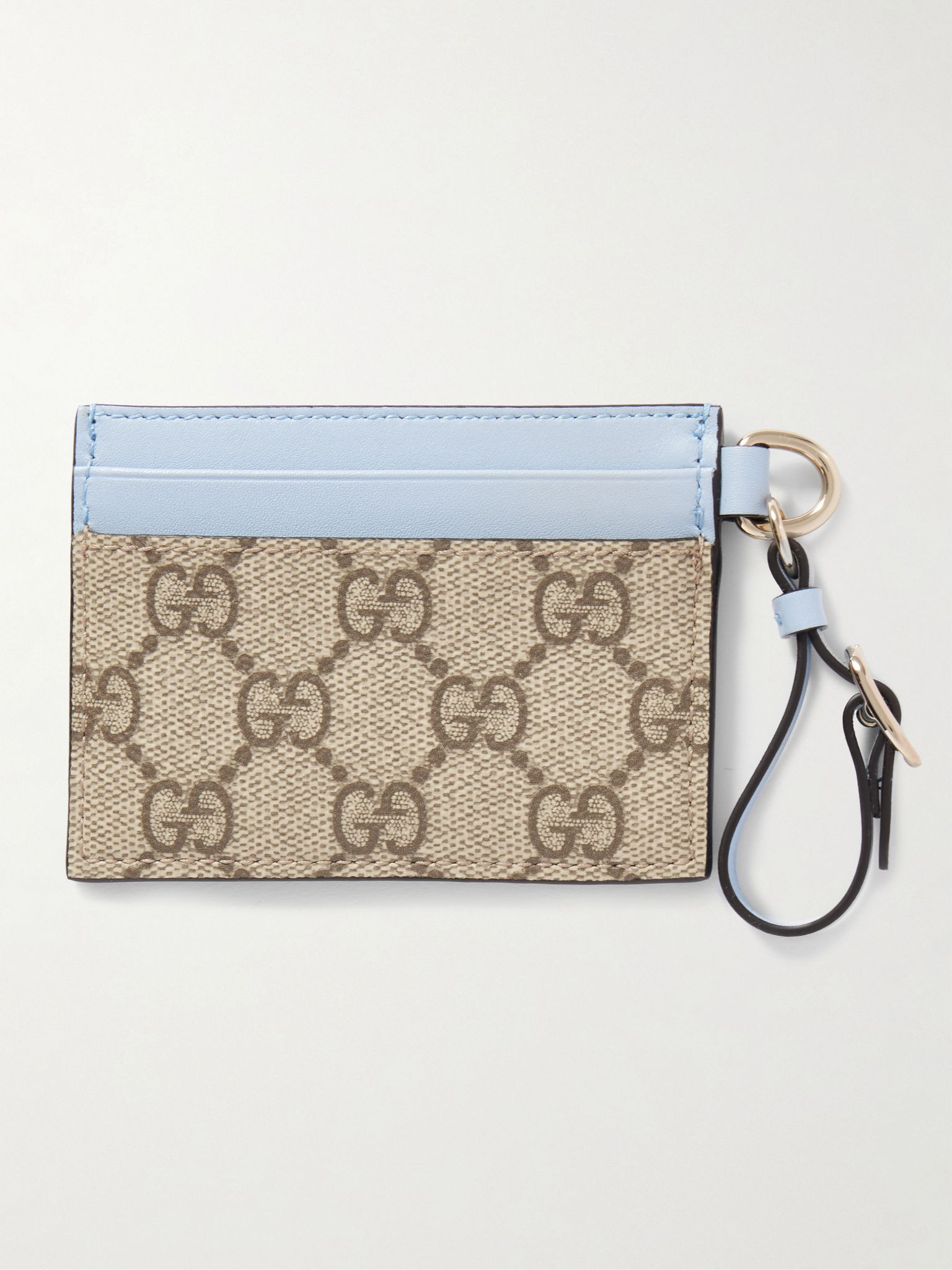 GG Emblem printed coated-canvas and leather cardholder Beige - 3