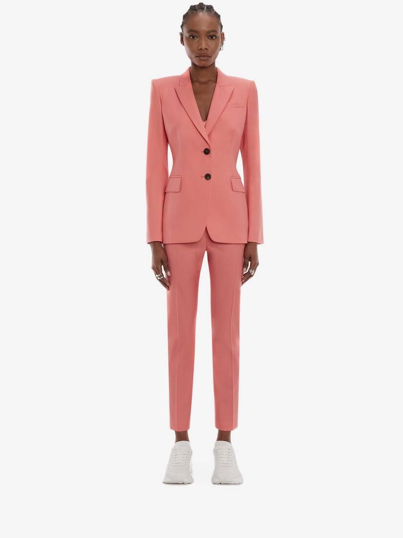 Two-button Wool Jacket in Coral - 2